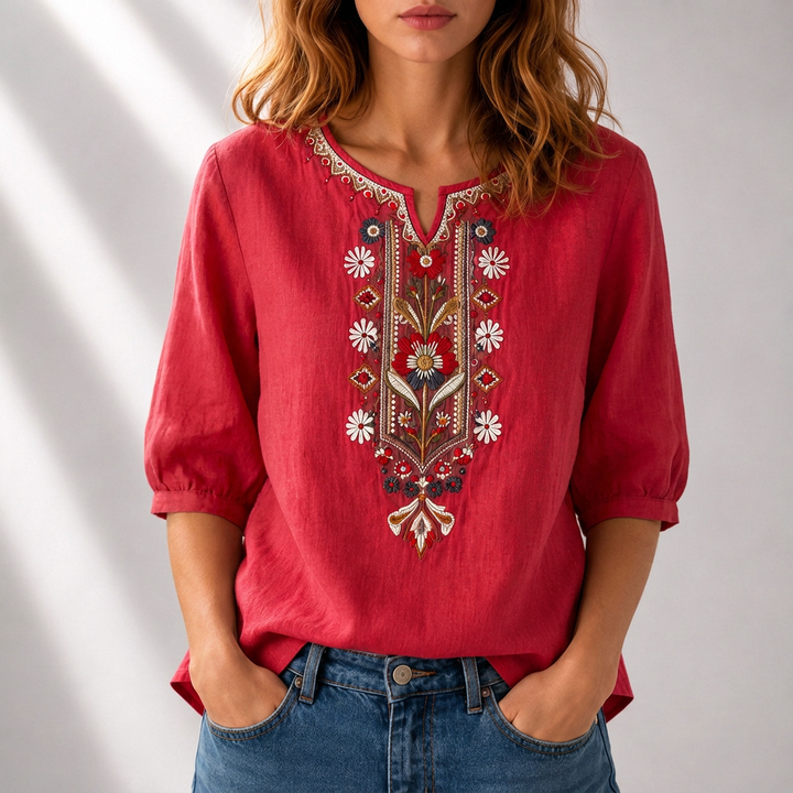 June | Bohemian Embroidered Top