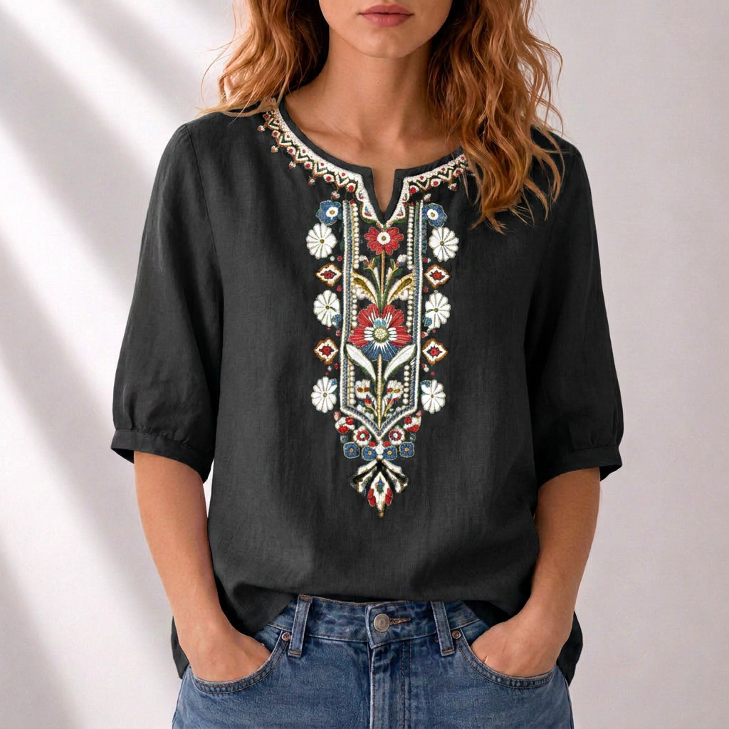 June | Bohemian Embroidered Top